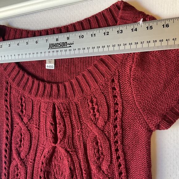 Decree Women Dress Size M Red Cable Knit Sweater Dress Short Sleeve Knee Length - Picture 4 of 10